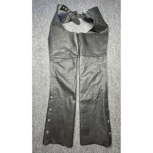 Leather Gallery Chaps Mens Small Black Leather Motorcycle Riding Biker Western